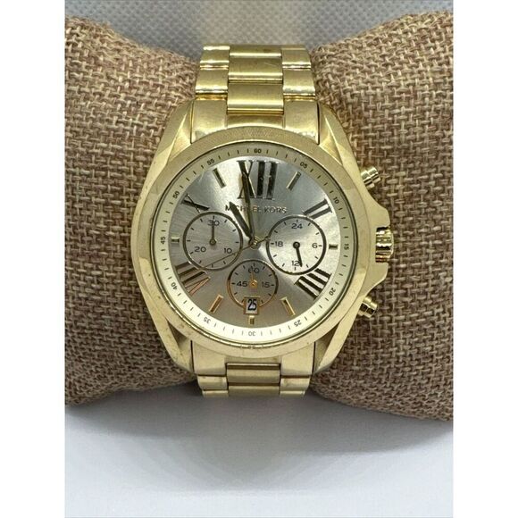 Michael Kors Bradshaw MK5605 Women Gold Stainless Steel Analog Dial Watch JNA685 - Picture 1 of 11